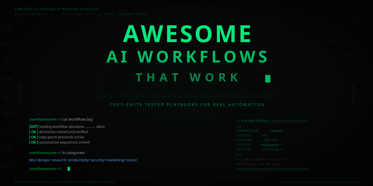 Awesome AI Workflows That Work - RaffoX24